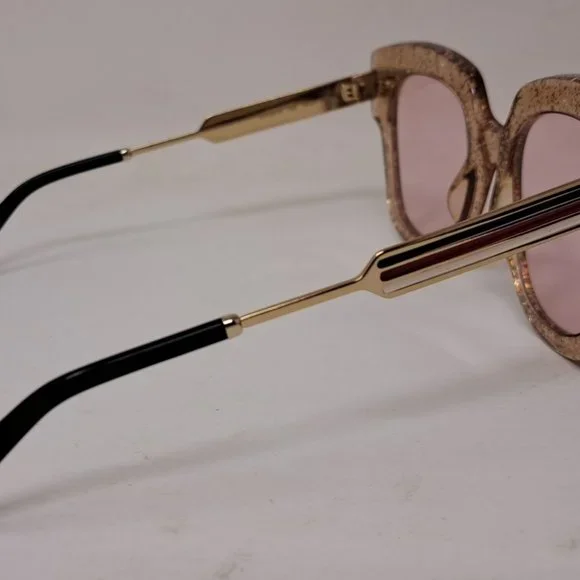 Gucci Sunglasses Gold Glitter Cat Eye  Square GG0281SA 004 50-23-146 - Picture 12 of 15